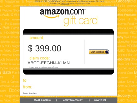 Gift Card de AMAZON.COM, Ejemplo